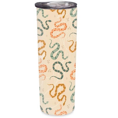Elanze Designs Pastel Snakes Green Orange 20 ounce Stainless Steel Travel Tumbler