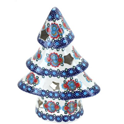 Blue Rose Polish Pottery Verona Small Christmas Tree Luminary