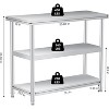 14"x36"x34" Stainless Steel Work Table, 3-Tier Commercial Prep Table with 2 Undershelves, Heavy Duty, Rust-Resistant for Kitchen, Restaurant - 3 of 4