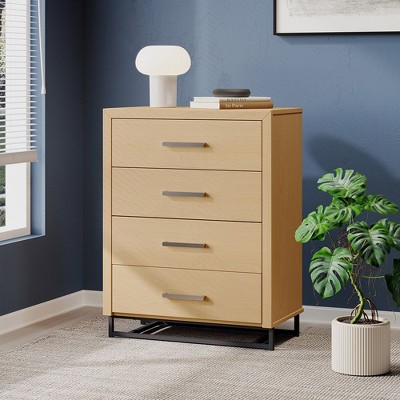 4-Drawer Chest Dresser For Bedroom, Dresser Storage Cabinet With Iron Base, Clothes Storage And Organizer, Chest Of Drawers