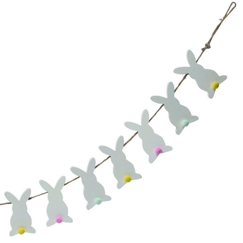 Transpac Wood Off-White 55 in. Spring Bunny Garland, 4 of 5