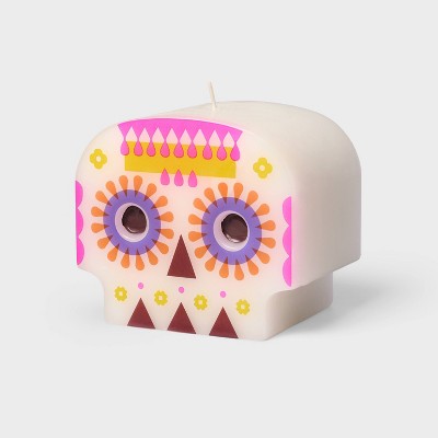 Día de Muertos Calavera Sculpted Candle White