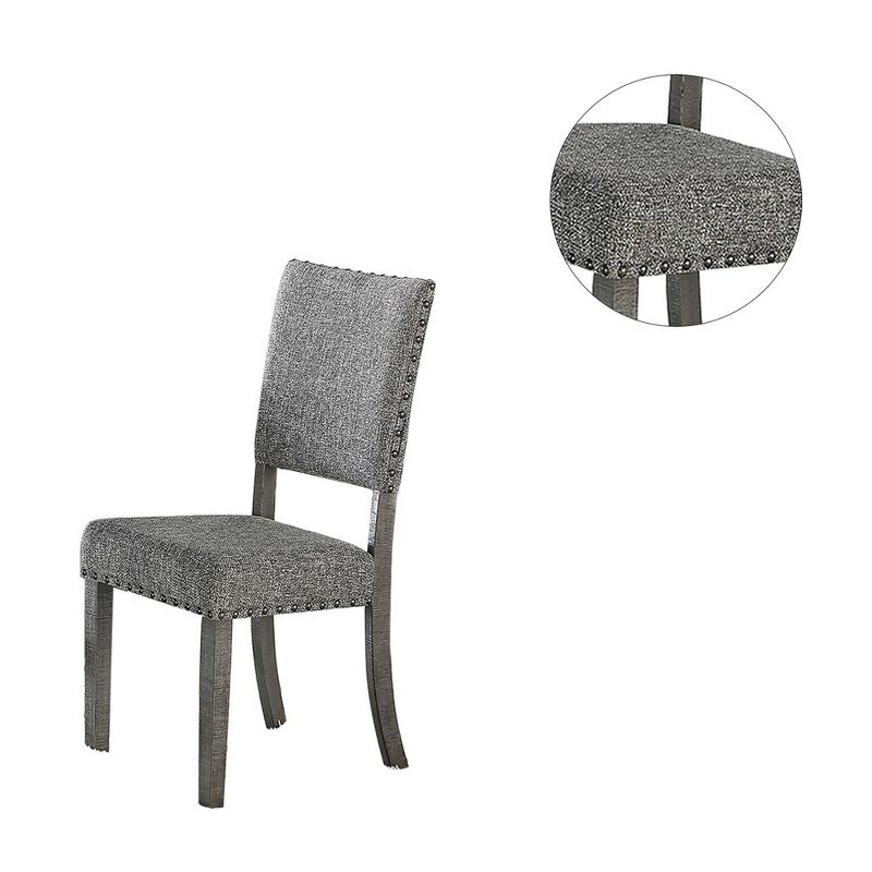 Simple Relax Set of 2 Upholstered Fabric Dining Chairs in Grey, 3 of 5