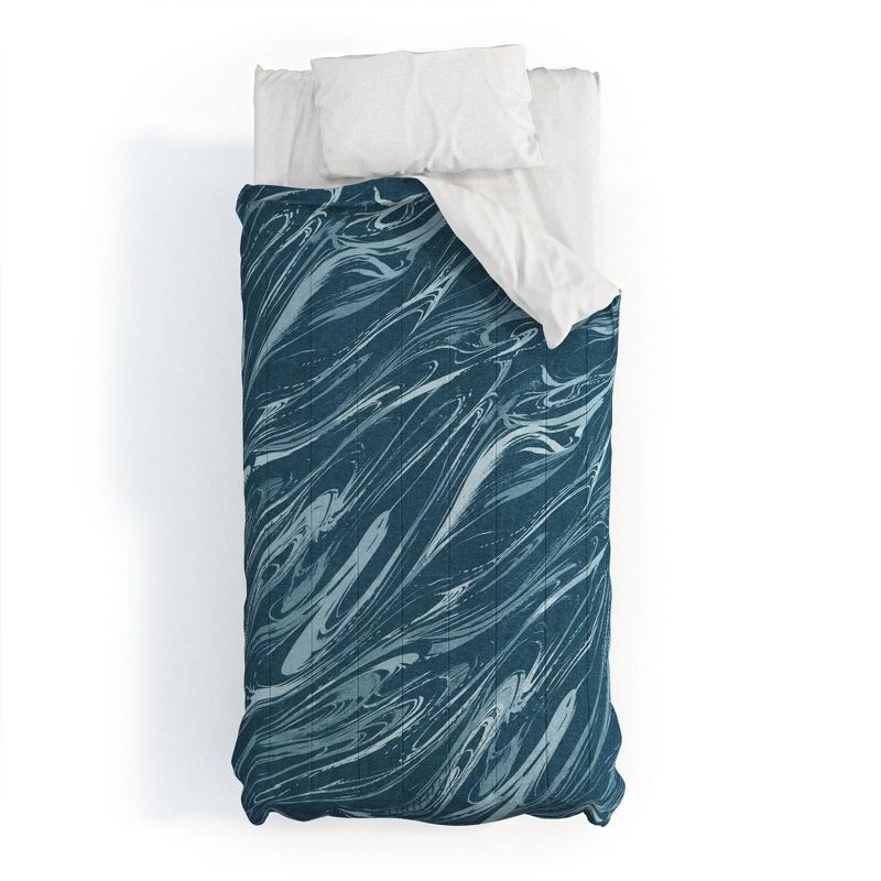Pattern State Marble Indigo 100% Cotton Comforter Set - Deny Designs, 1 of 6
