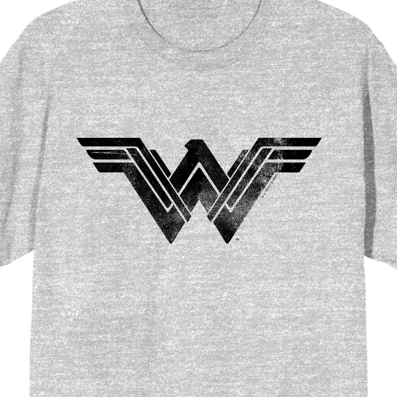 Justice League Movie Wonder Woman Logo Crew Neck Short Sleeve Athletic Heather Men's T-shirt, 2 of 3