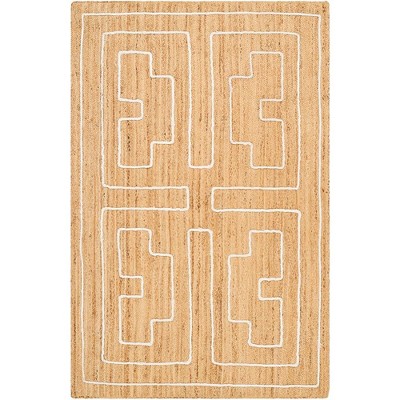 Mark & Day Maple 5'x7'6" Rectangle Woven Indoor Area Rugs Cinnamon/White: Geometric Jute, Pet Friendly, Stain-Resistant