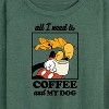 Women's - Disney - Coffee And My Dog Lightweight French Terry Wide Neck Long Sleeve Shirt - 2 of 4