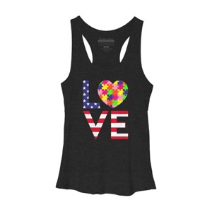 Women's Design By Humans July 4th Love Flag With Puzzle Heart By Ujangkasep Racerback Tank Top - 1 of 2