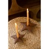 Set of 2 Rustic Metal Star Taper Candle Holders – Distressed Brown Wood & Metal Holiday Decor by Kalalou - 3 of 3