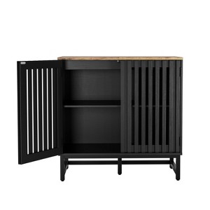 TIRAMISUBEST 3-Drawer Buffet Cabinet with Slatted Doors, Mid-Century Storage for Dining Rooms - 1 of 4
