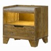 Royal Hampton Nightstand with LED, 1 Drawer and Open Cubby, Farmhouse Aspen Brown - 3 of 4