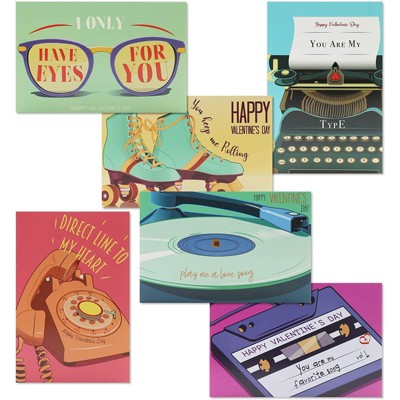 Sustainable Greetings 36 Pack Retro Vintage 80's Pun Sayings Valentine's Cards, Envelopes included, 4 x 6 In