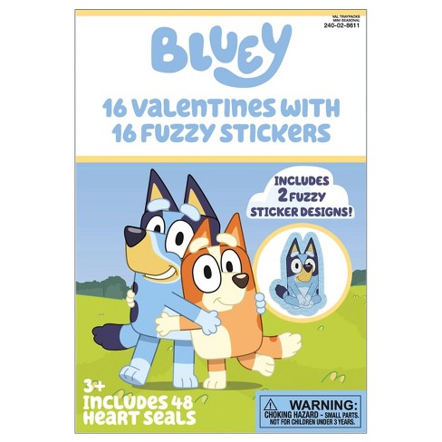 Paper Magic Valentine's Exchange Cards Bluey Fuzzy Stickers, 16 ct