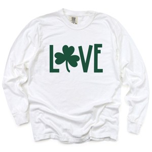 Simply Sage Market Love Clover Puff  Garment Dyed Long Sleeve - 1 of 4