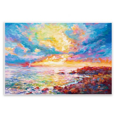 Stupell Industries Mediterranean Sunset Ocean Coast Wall Plaque Art