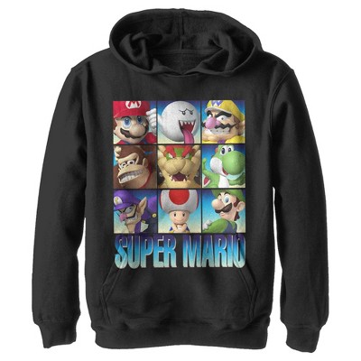 Boy's Nintendo Super Mario Favorites Pull Over Hoodie - Black - Large ...