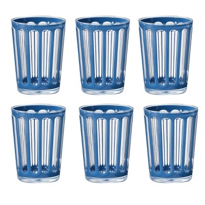TAG Villa 22 oz Blue Acrylic Double Old Fashion DOF BPA-Free, Dishwasher Safe, Durable Drinkware Set of 6