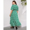 Clearlove Women's Spring and Summer Plus Size Floral V Neck Short Sleeve A Line Long Dress - 4 of 4
