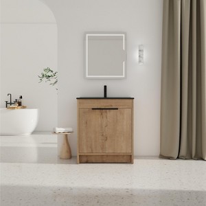 GDFStudio Sherry Freestanding Bathroom Vanity with Metal handles, Adjustable Shelf and Soft-Close Cabinet Doors - 1 of 4