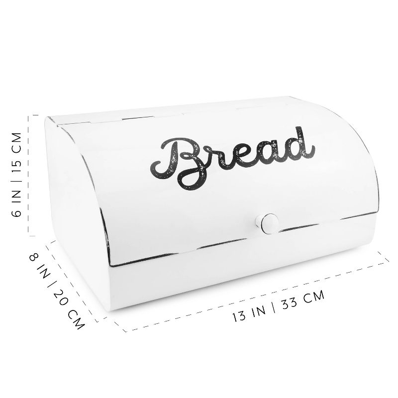 AuldHome Design Enamelware Bread Box; Modern Farmhouse Rustic Enamel Countertop Bread Bin, 3 of 9