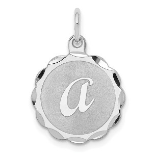 Black Bow Jewelry Sterling Silver, Sarah Collection 15mm Brocaded Disc Initial A Pendant - 1 of 4