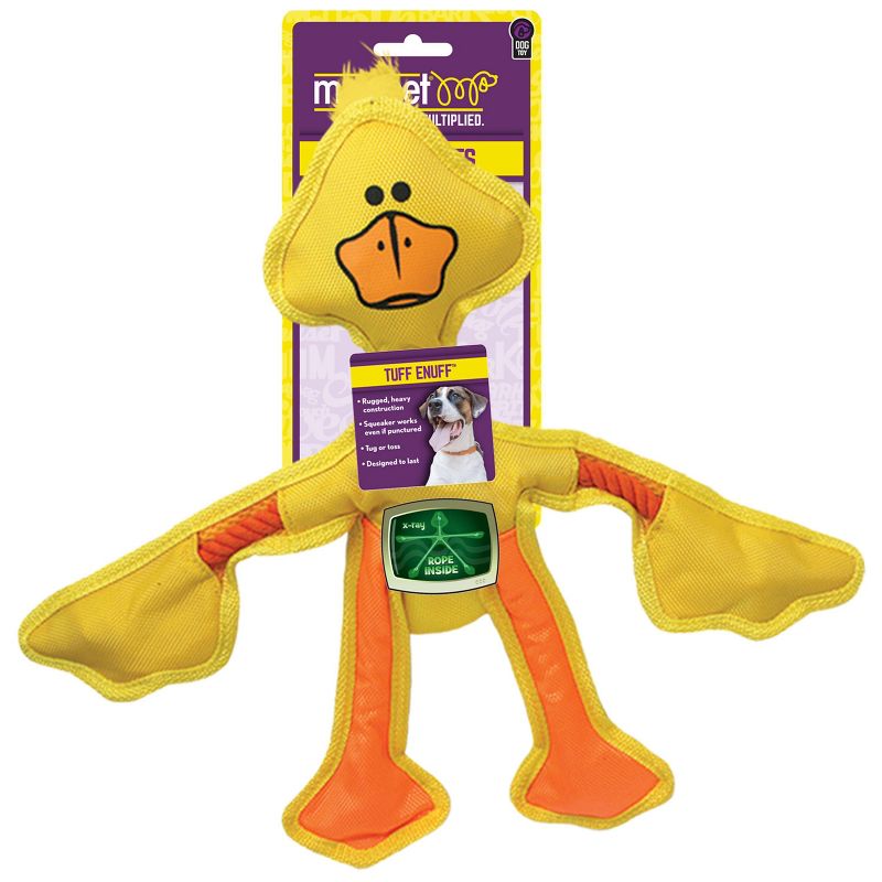 Multipet Skeleropes Duck Dog Toy - Yellow - 15&#34;, 1 of 4