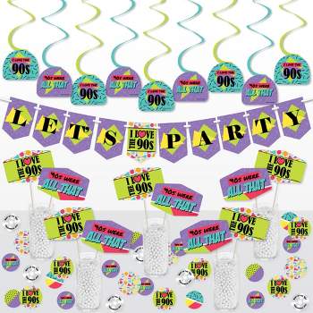 Big Dot of Happiness 90’s Throwback - 1990s Party Supplies Decoration Kit - Decor Galore Party Pack - 51 Pieces