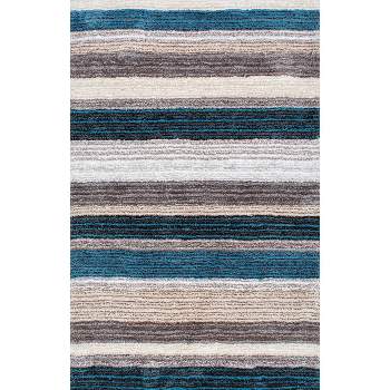 Striped Shaggy Woven Rug - nuLoom