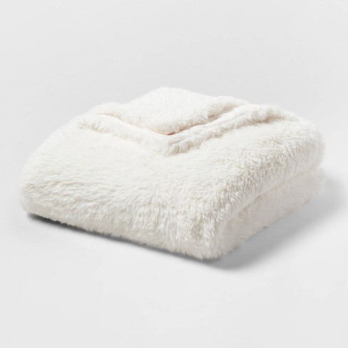 Extra Plush Faux Fur Bed Throw Ivory - Threshold™ - image 1 of 3