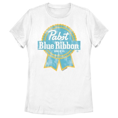 Women's Pabst Yellow Blue Ribbon Logo T-Shirt