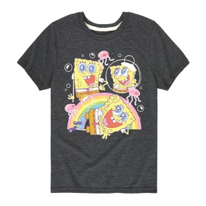 Boys' - Spongebob Squarepants - Cute Face Rainbow Short Sleeve Graphic T-Shirt - 1 of 4