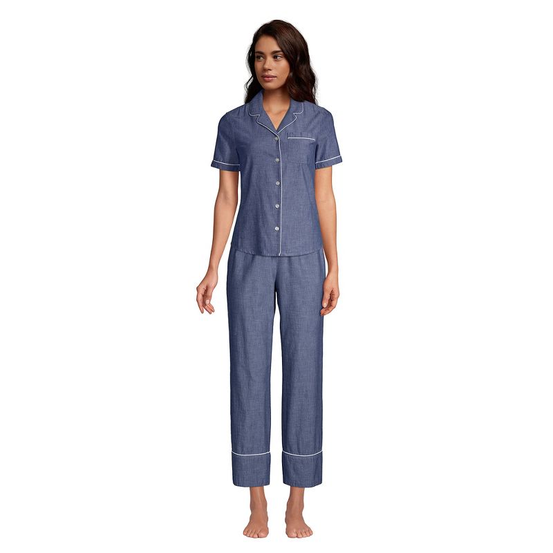 Lands' End Women's Short Sleeve Cotton Poplin Pajama Shirt, 4 of 6