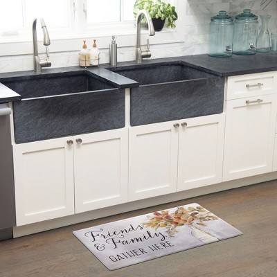 Grey and Yellow Eucalyptus Floral Anti-Fatigue Kitchen Mat, 20"x36"