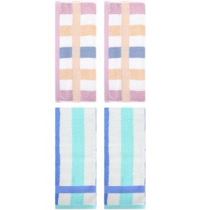 REGALWOVEN Striped Absorbent Soft Cotton Hand Towels for Bathroom 4 Pack - 1 of 4