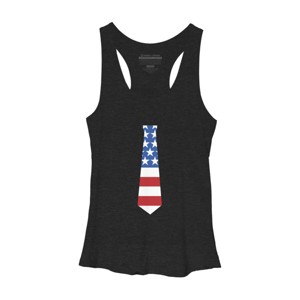 Design By Humans July 4th Patriotic American Flag Tie By FreshDressedTees Racerback Tank Top - 1 of 2
