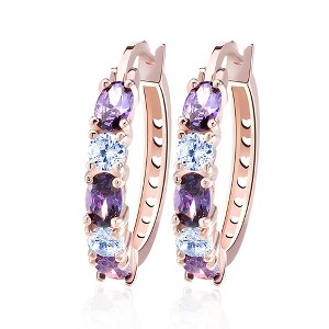 Hoop Earrings for Women Purple Cubic Zirconia White Gold Plated Ginger Lyne Collection - 1 of 4