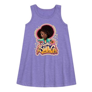 - Karma's World - Swag Is Swag Graphic Sleeveless Aline Dress - 1 of 2