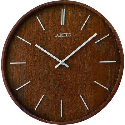 Seiko 13" Maddox Wooden Wall Clock, Brown