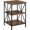 HomeStock End Table with Three Shelves, Crisscross Metal Frame and Woodgrain Finish, Modern Accent Storage Table for Living Room - 2 of 4