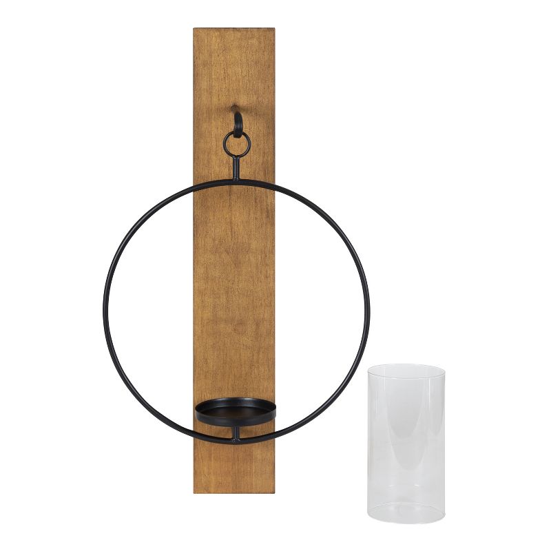 Kate and Laurel Maxfield Wood and Metal Wall Sconce, 4 of 12