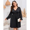 Coolmee Women's Plus Size Mini Dress Long Sleeve Wrap V Neck A Line Short Dress with Pockets - 4 of 4