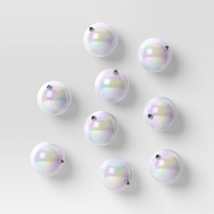 9ct 100mm Christmas Shatterproof Ornament Set White Iridescent - Wondershop™ - 1 of 4