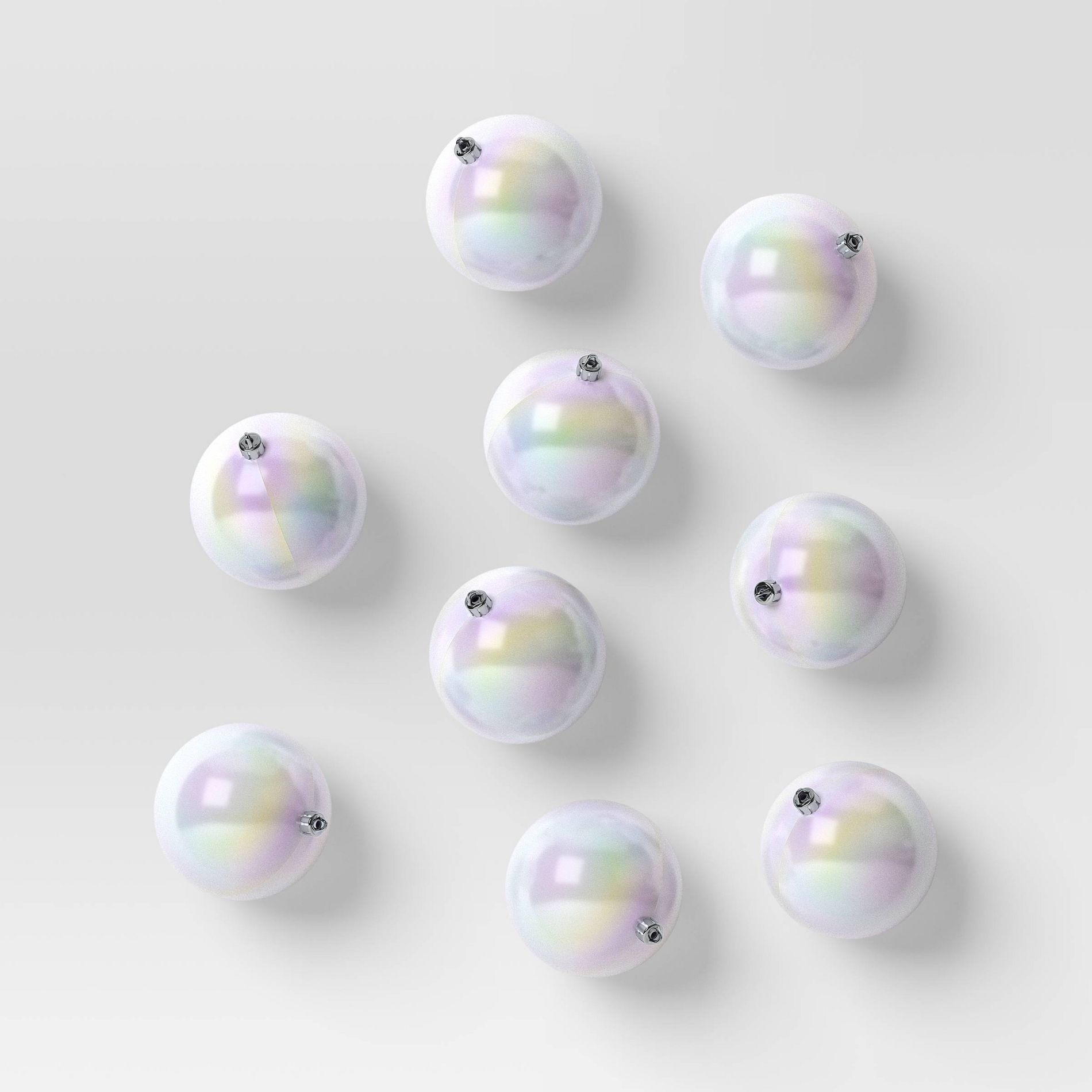 9ct 100mm Christmas Shatterproof Ornament Set White Iridescent - Wondershop™