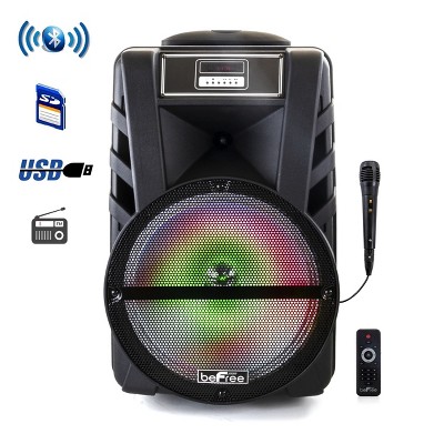 beFree Sound 12 Inch Bluetooth Rechargeable Portable PA Party Speaker