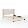 Martha Stewart Kay Upholstered Platform Bed w/ Channel Stitched Wingback Headboard and Cushioned Siderails, Wood Slat Foundation, No Box Spring Needed - 2 of 4