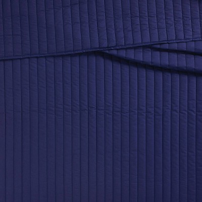 Navy Cotton Full Quilt Set with Standard Shams
