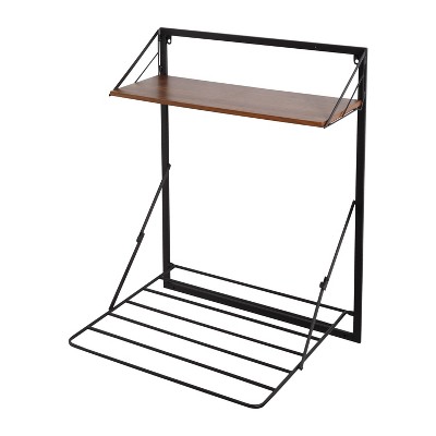 Honey-Can-Do 2 Tier Laundry Shelf with Wood Light Oak