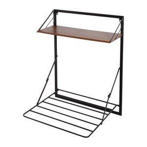 Honey-Can-Do Laundry Shelf with Drying Rack Combo Walnut: Wall Mounted & Collapsible Clothes Drying Rack, Steel, 65 lb Capacity - 1 of 4