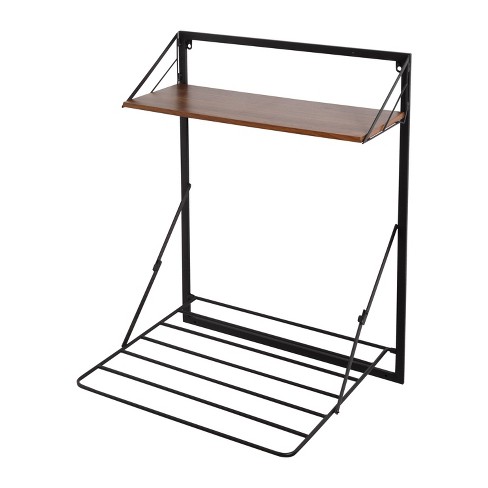 Honey Can Do Laundry Shelf with Drying Rack Combo Walnut