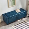 ACEPANO 48 in. W Upholstered Tufted Faux Leather PU Ottoman Bench with Storage-Blue - 3 of 4